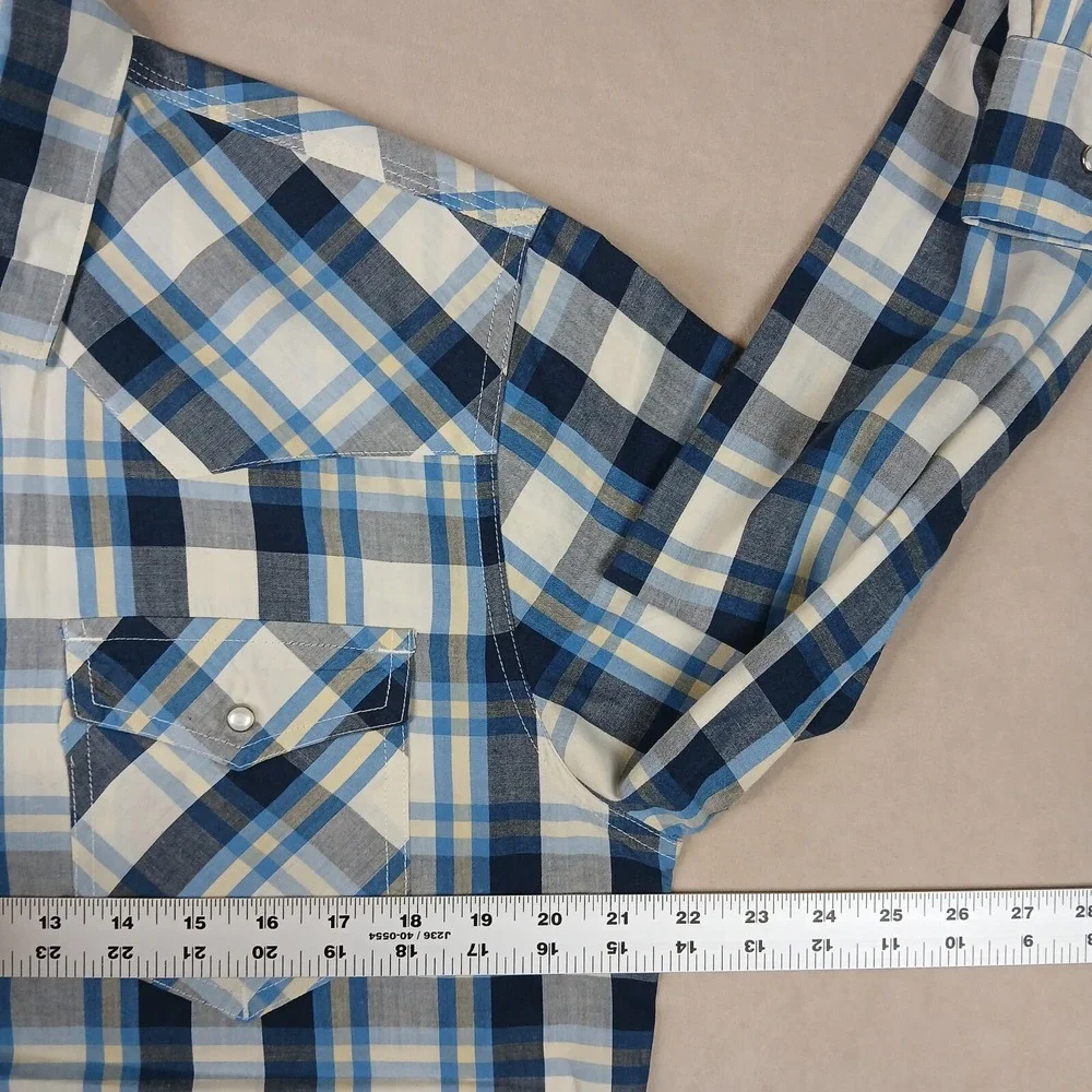 Levis Medium Mens Shirt Western Cowboy Pearl‎ Button 21x27 Vintage Has Defects
